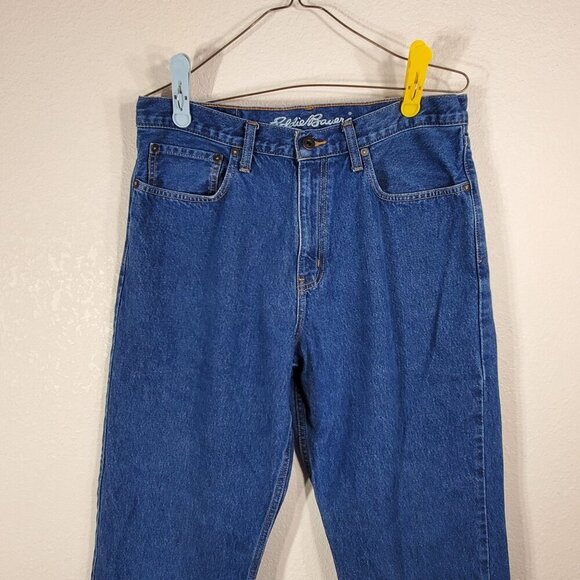 Eddie Bauer Mens Blue Jeans 34x34 Traditional Fit 100% Cotton Denim - Picture 3 of 11